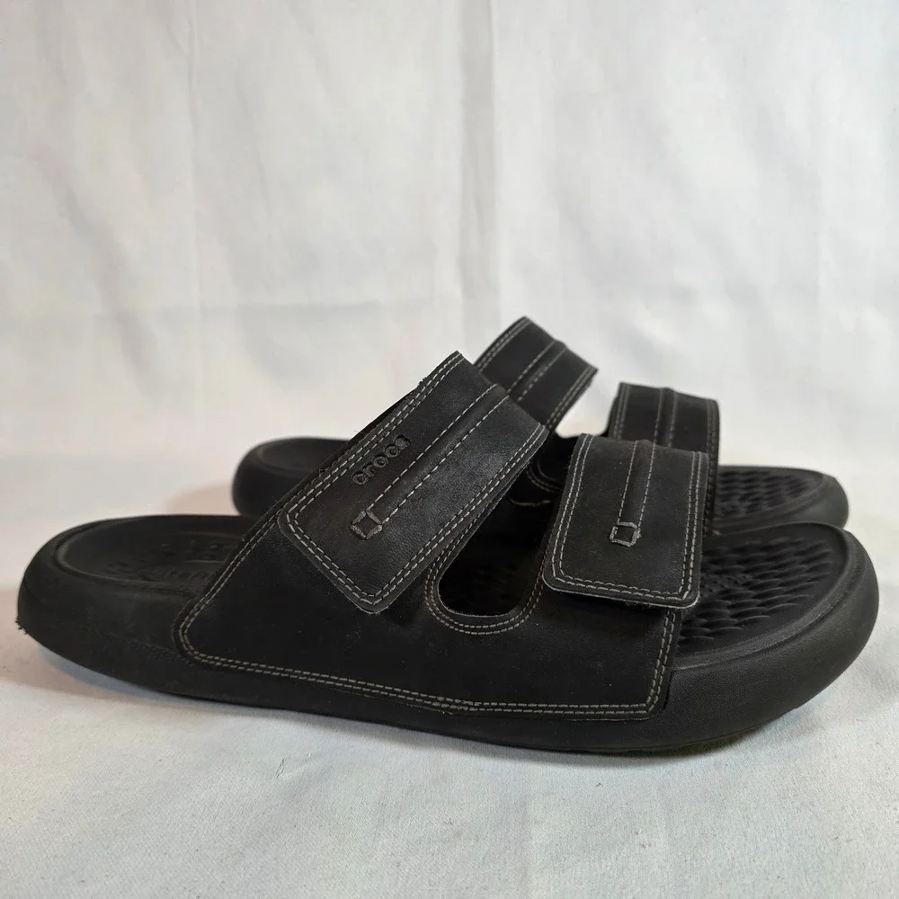 Crocs Vista II LiteRide Black Mens 11 Slide Sandals Double Strap Adjustable